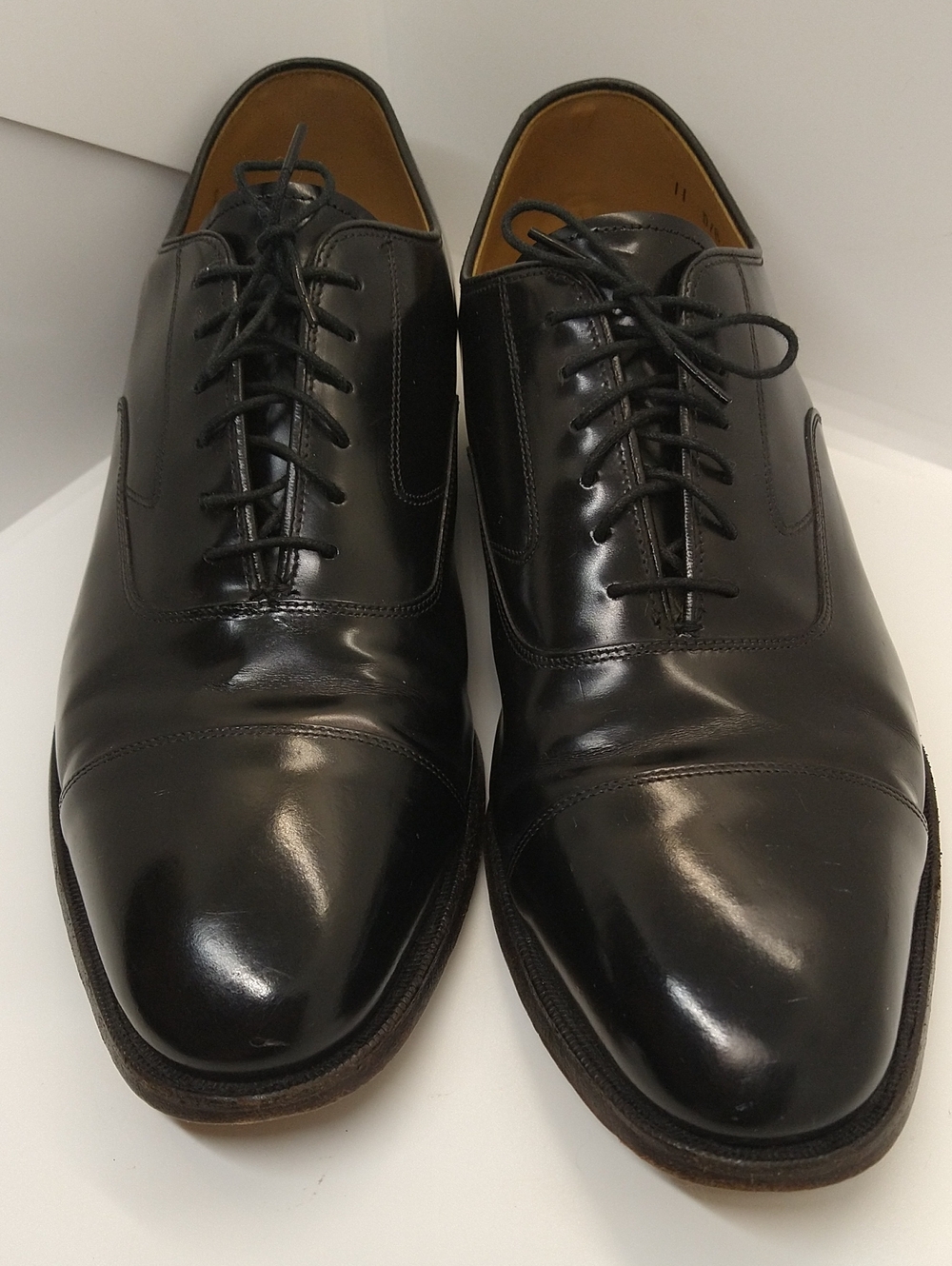 Johnston & Murphy Black Cap-Toe Leather Oxfords